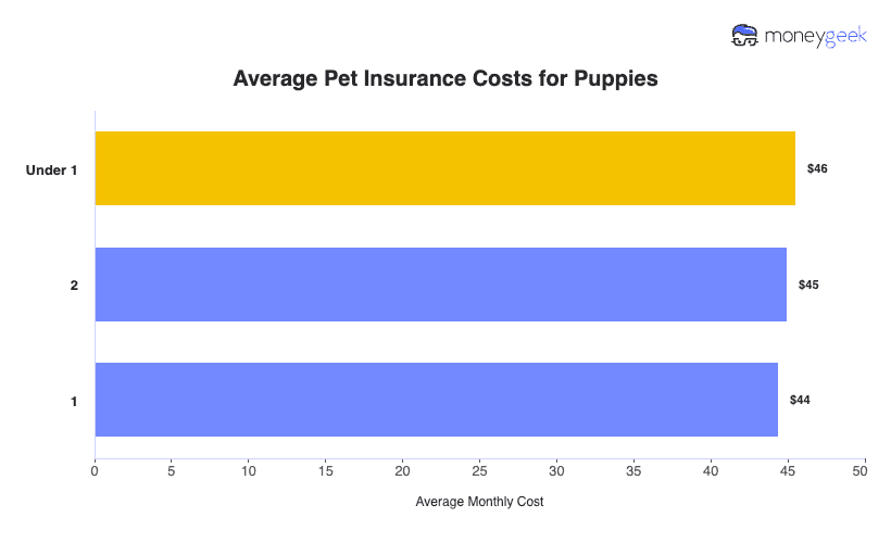 Average Pet Insurance Costs for Puppies Chart